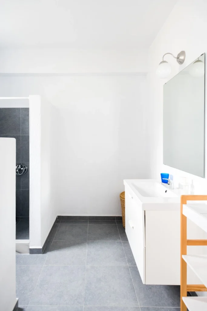 Minimal Bathroom at Guest Room in Skiathos Villa
