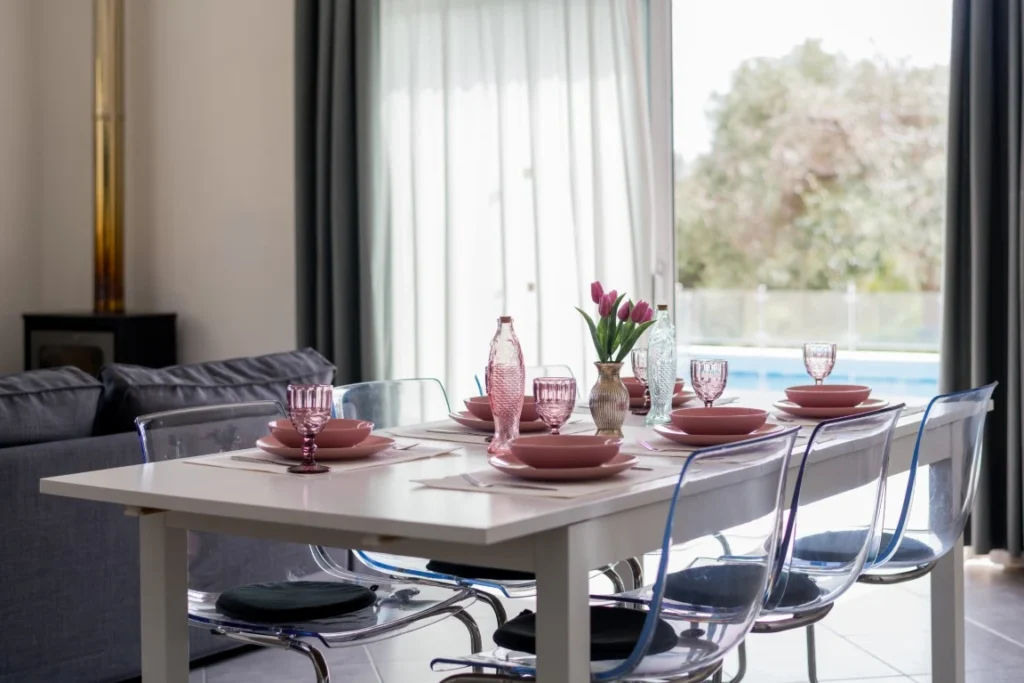 Spacious living area with natural light at Aegean Breeze Villa