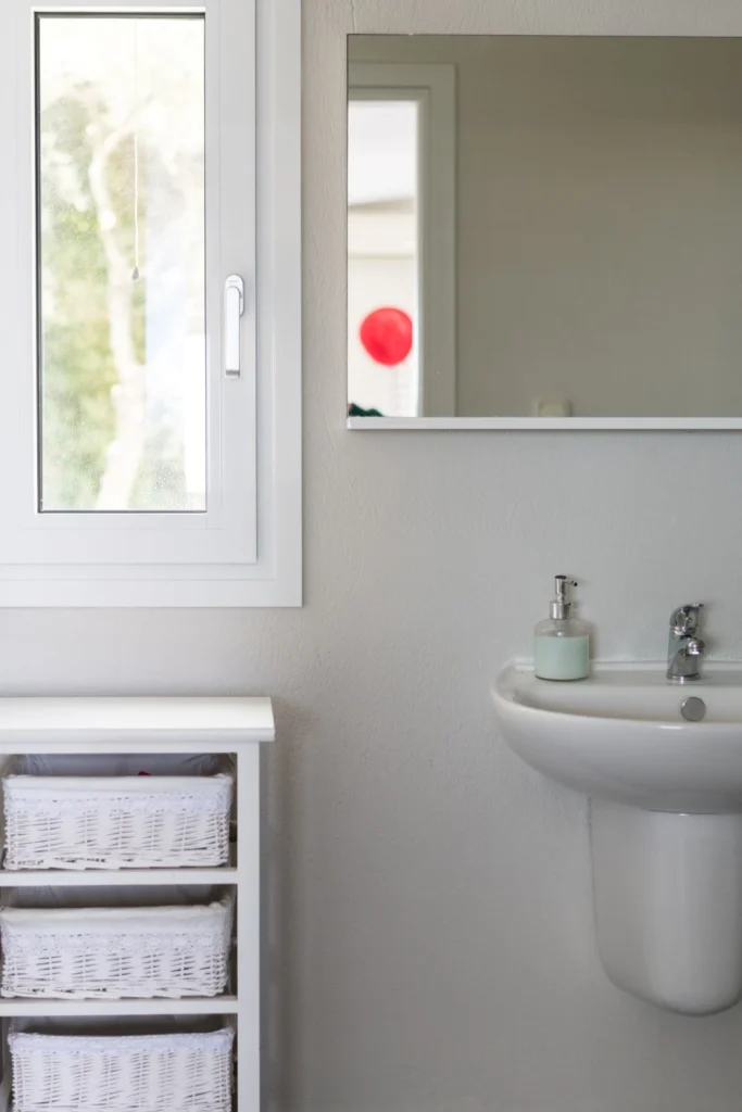 Light-filled bathroom in private sea view villa